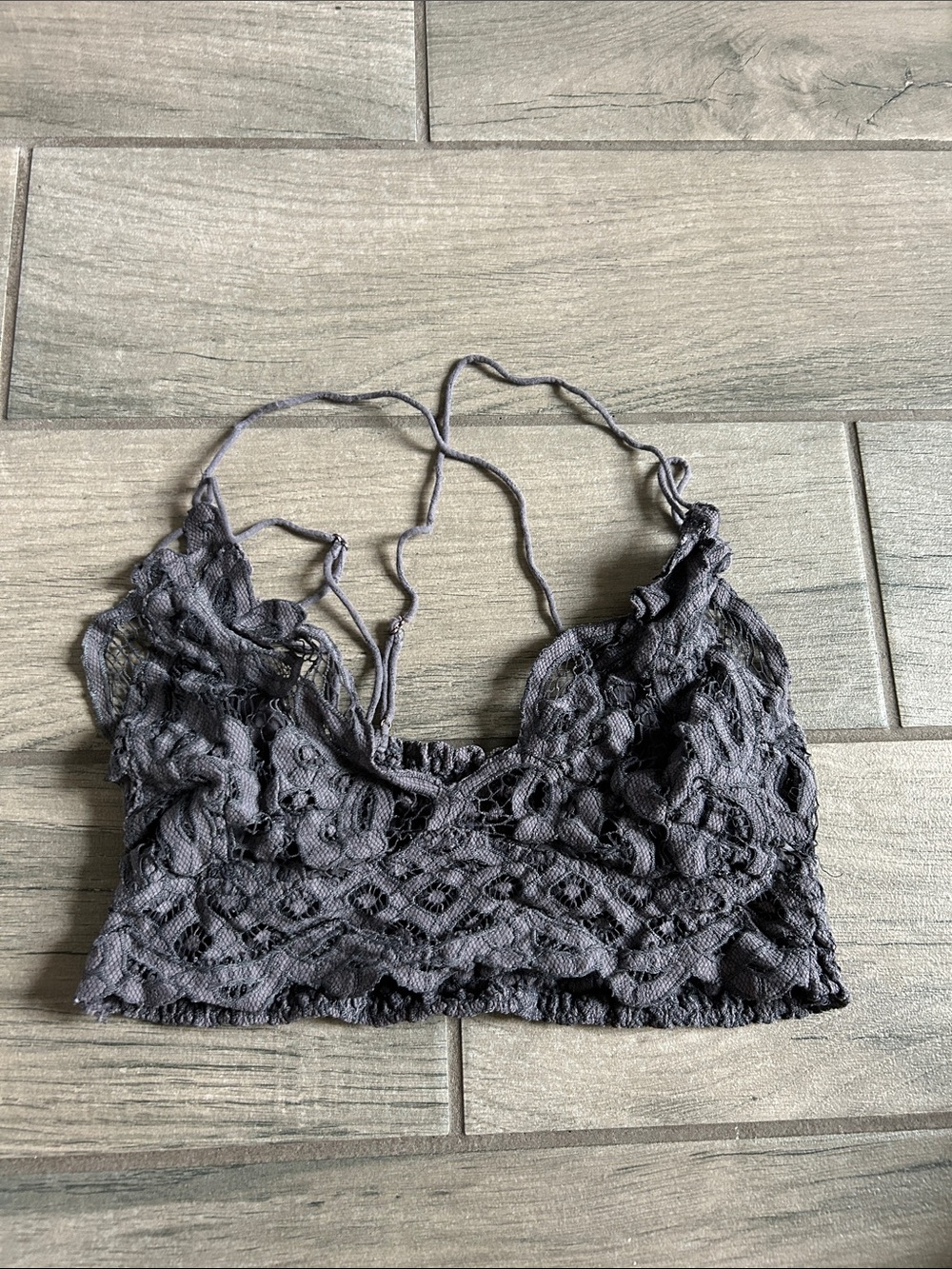 Crochet Lace Camisole Bralette in Gray - Unbranded